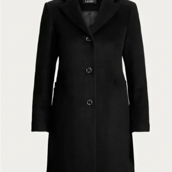 Ralph Lauren Petite Three-Button Wool-Blend Reefer Coat 8P NEW